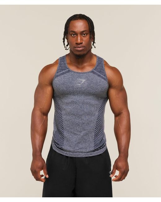 GYMSHARK Blue Devant Seamless Tank for men