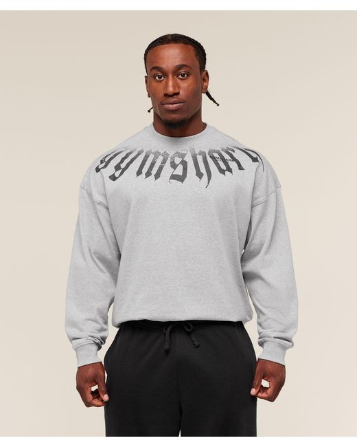 GYMSHARK Gray Fade Graphic Long Sleeve T-Shirt for men