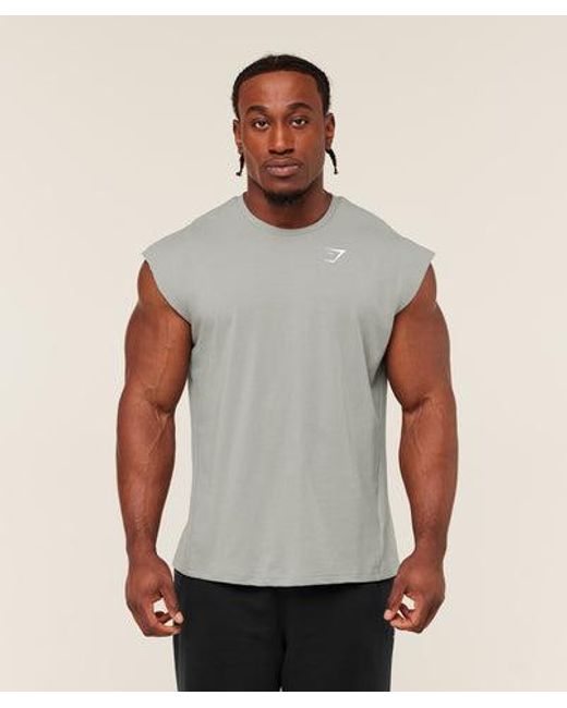 GYMSHARK Gray Critical Cut Off Tank for men