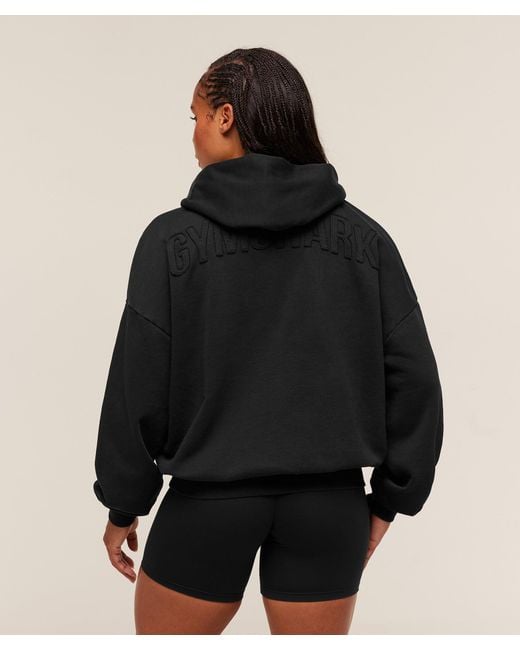 GYMSHARK Black Power Washed Oversized Hoodie