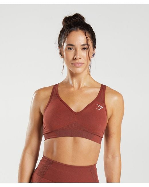 GYMSHARK Red Vital Seamless 2.0 V Neck Sports Bra