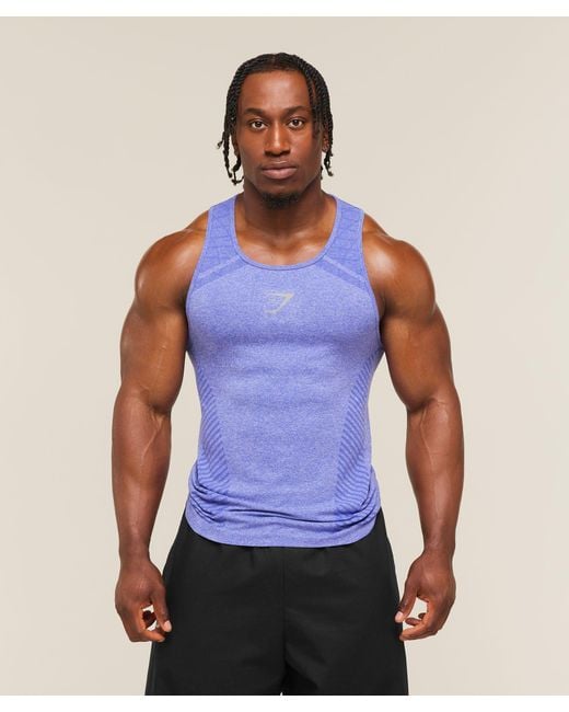 GYMSHARK Blue Devant Seamless Tank for men