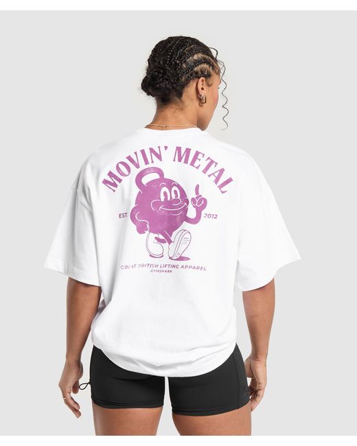 GYMSHARK White Movin' Metal T-Shirt