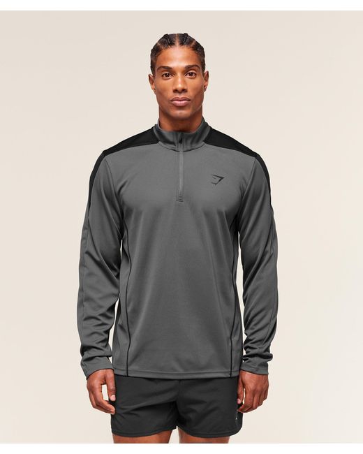 GYMSHARK Gray Arrival Block 1/4 Zip for men