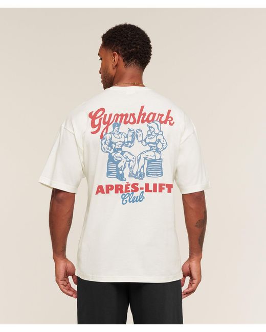 GYMSHARK White Après-Lift Club T-Shirt for men