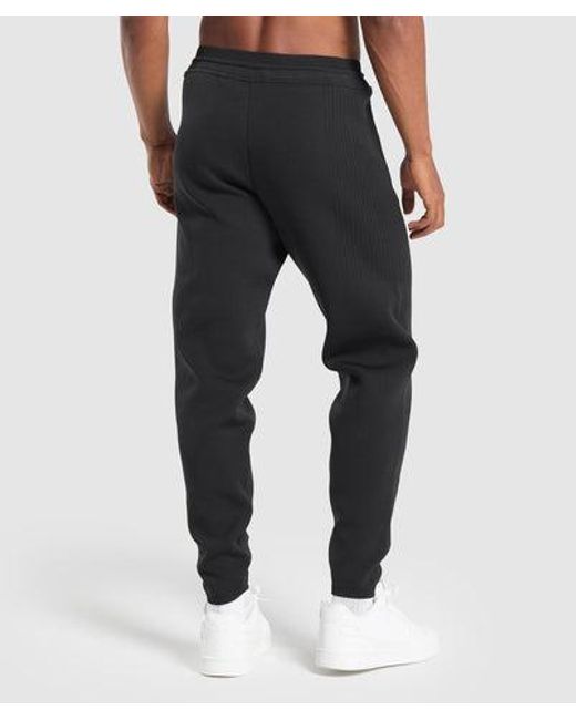 GYMSHARK Black Flat Knit Joggers for men