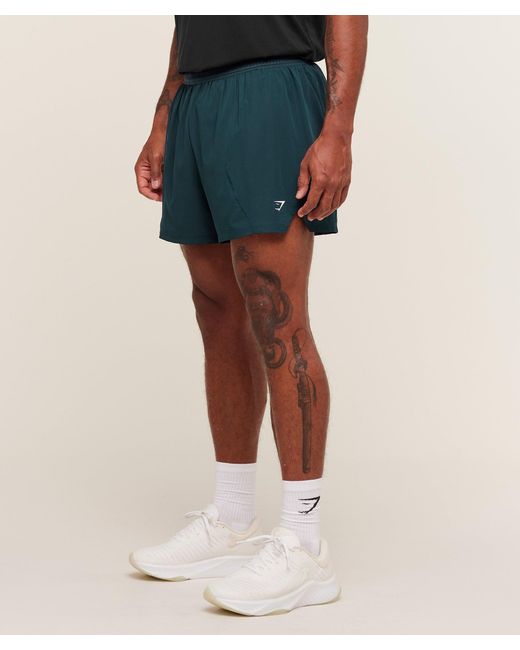 GYMSHARK Blue Running 5" Shorts for men