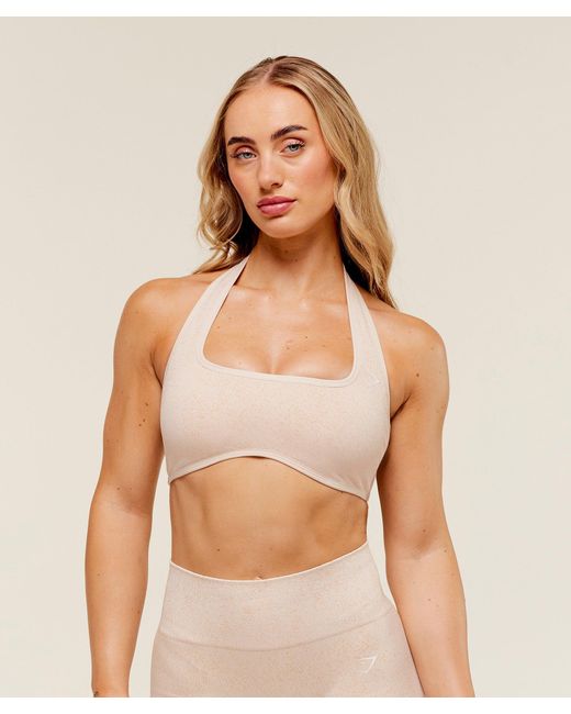 GYMSHARK Natural Adapt Fleck X Whitney Halterneck Sports Bra