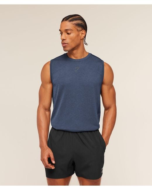 GYMSHARK Blue Lightweight Seamless Tank for men