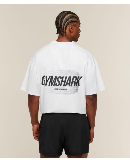 GYMSHARK White Hybrid T-Shirt for men