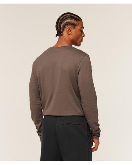 GYMSHARK Brown Crest Long Sleeve T-Shirt for men