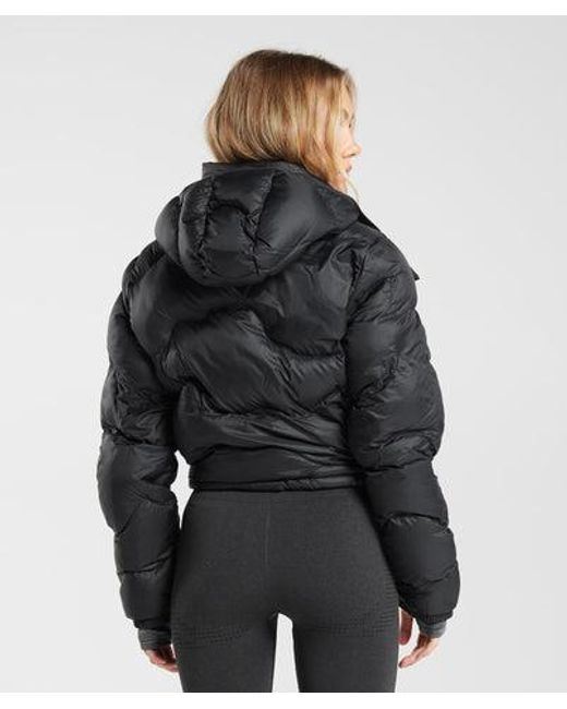 GYMSHARK Black Hull Midi Puffer Jacket