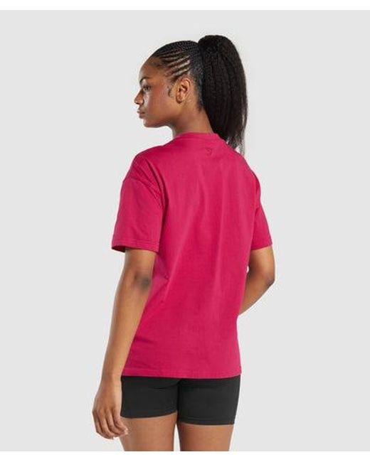 GYMSHARK Red Block Oversized T-Shirt