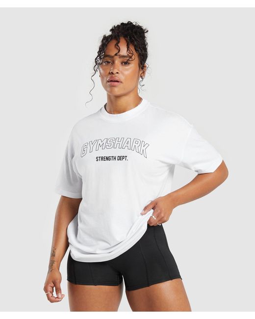 GYMSHARK White Strength Department Oversized T-Shirt