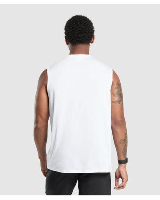 GYMSHARK White Oversized Performance Tank for men