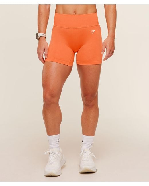 GYMSHARK Orange Interval Seamless Shorts