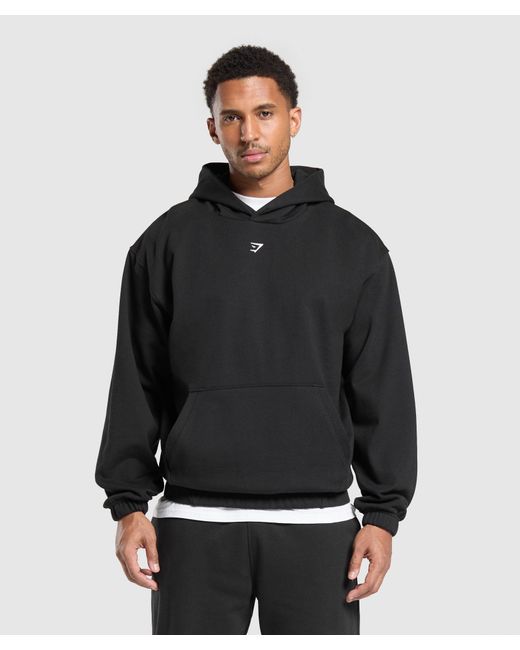 GYMSHARK Black Rest Day Essentials Hoodie for men