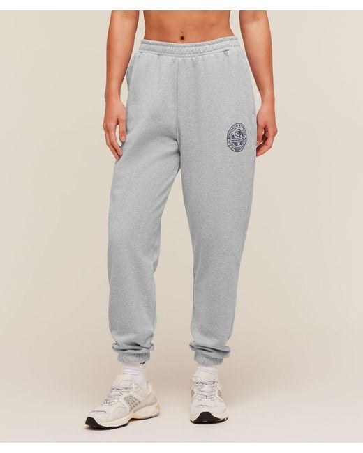 GYMSHARK Gray Strength And Fitness Crest Graphic Joggers