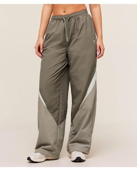 GYMSHARK Brown Contrast Track Pants