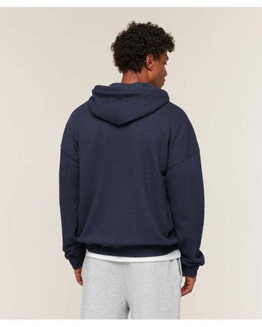 GYMSHARK Blue Campus Crest Zip Through Hoodie for men