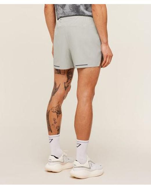 GYMSHARK Gray Running Elite 5" Shorts for men