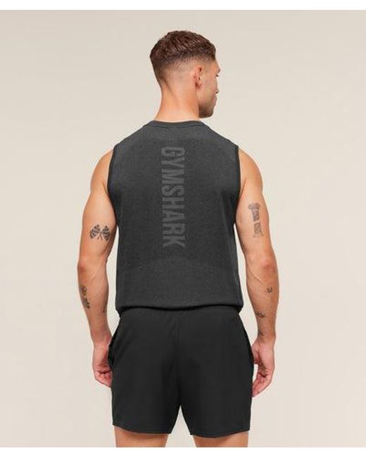 GYMSHARK Blue Lightweight Seamless Tank for men