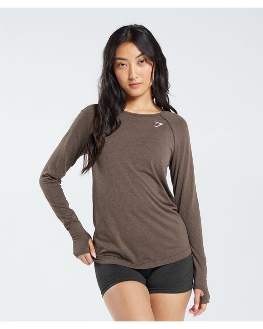 GYMSHARK Gray Vital Seamless Light Long Sleeve Top