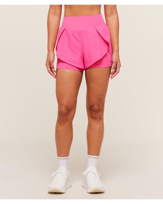 GYMSHARK Pink Running 2-In-1 Shorts