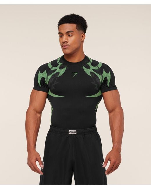 GYMSHARK Green Storm Seamless T-Shirt for men