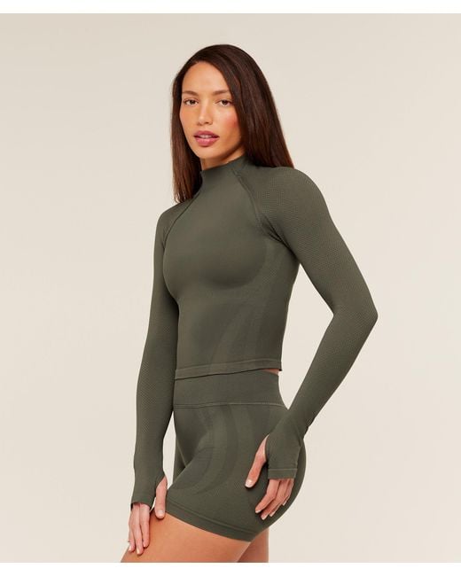 GYMSHARK Green Weekend Seamless Long Sleeve Top