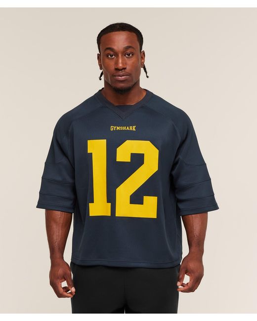 GYMSHARK Blue American Football Jersey for men