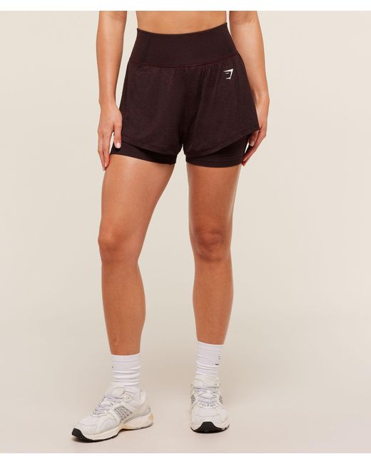 GYMSHARK Brown Vital 2-In-1 Shorts