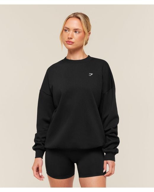 GYMSHARK Black Training Oversized Fleece Sweatshirt