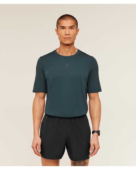 GYMSHARK Blue Lightweight Seamless T-Shirt for men