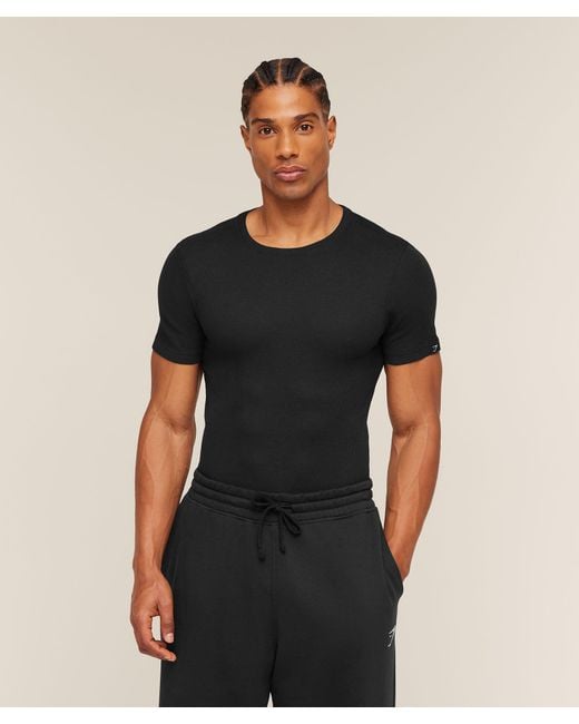 GYMSHARK Black Ribbed T-Shirt for men