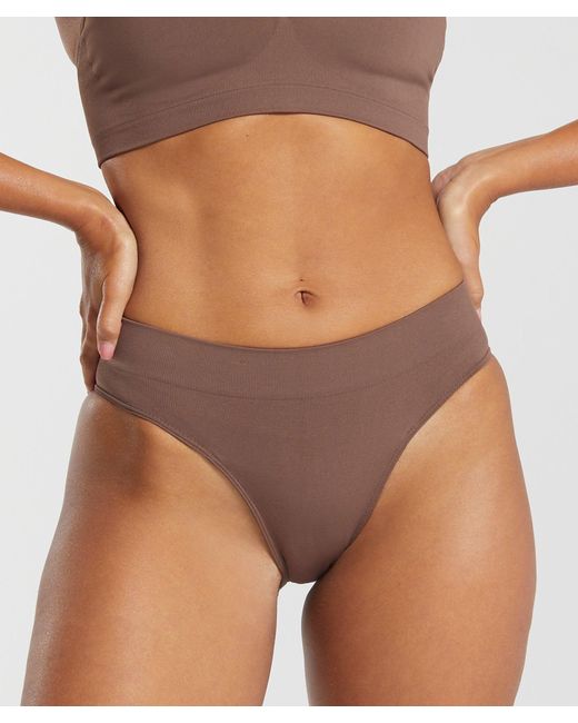 GYMSHARK Brown Seamless Brief