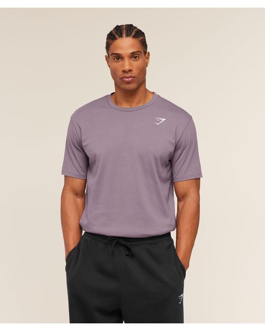 GYMSHARK Purple Crest T-Shirt for men