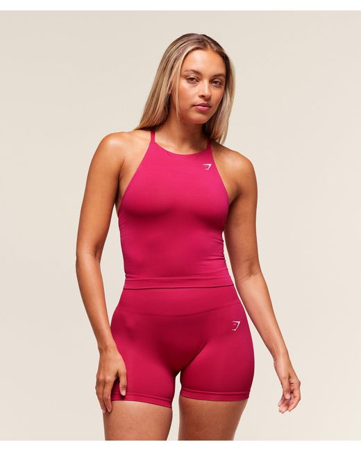 GYMSHARK Red Everyday Seamless Tank With Shelf