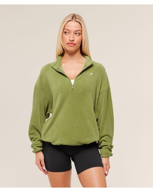 GYMSHARK Green Polar Fleece 1/4 Zip