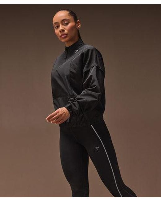 GYMSHARK Black Running 1/4 Zip Track Top