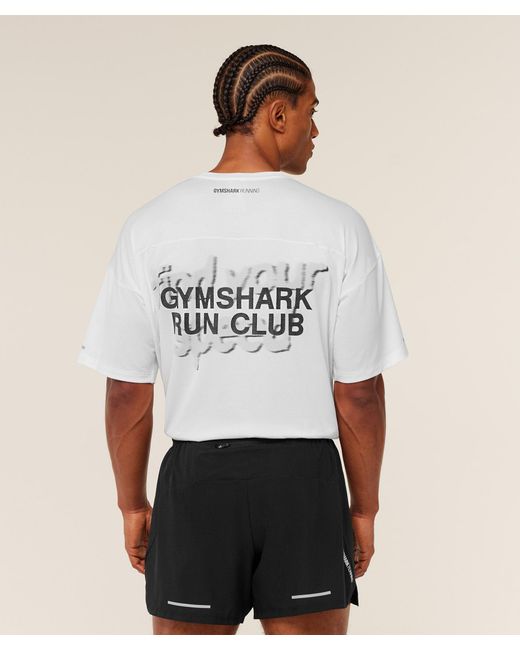 GYMSHARK White Running Graphic T-Shirt for men