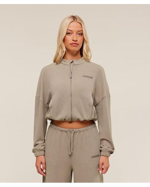 GYMSHARK Natural Waffle Midi Zip Up Jacket