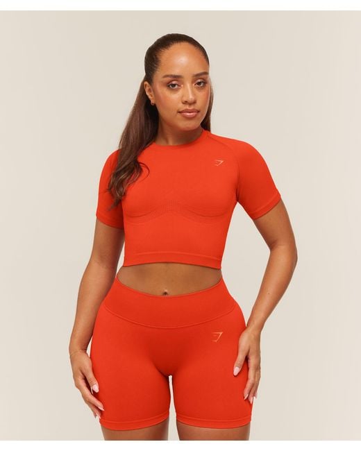 GYMSHARK Red Lift Seamless Short Sleeve Top