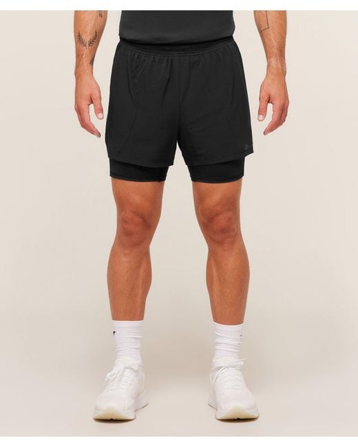 GYMSHARK Black Running 4" 2In1 Shorts for men