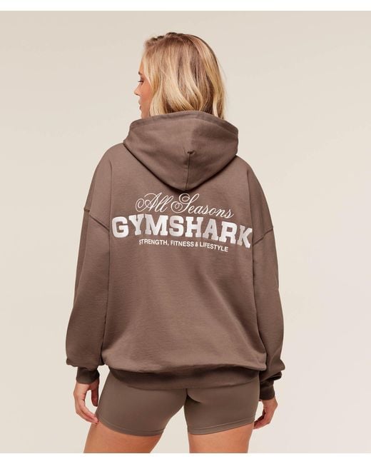GYMSHARK Brown All Seasons Graphic Hoodie