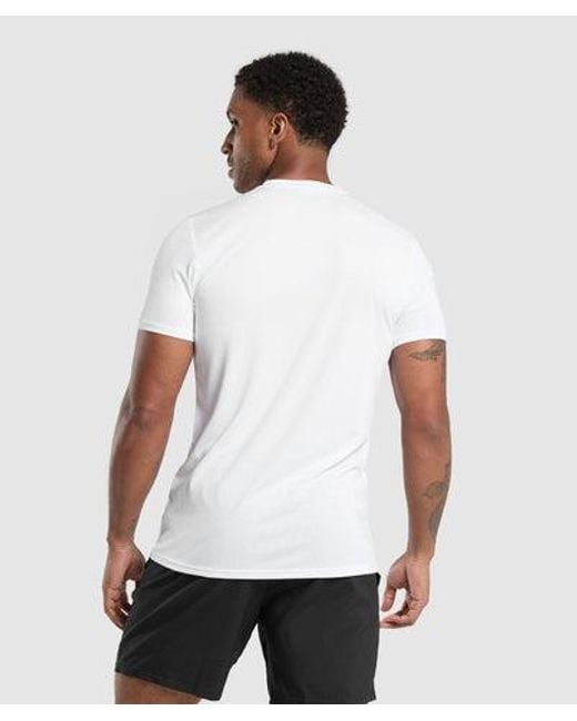 GYMSHARK White Arrival V-Neck T Shirt for men