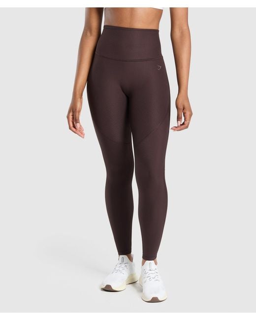 GYMSHARK Brown Ribbed Leggings
