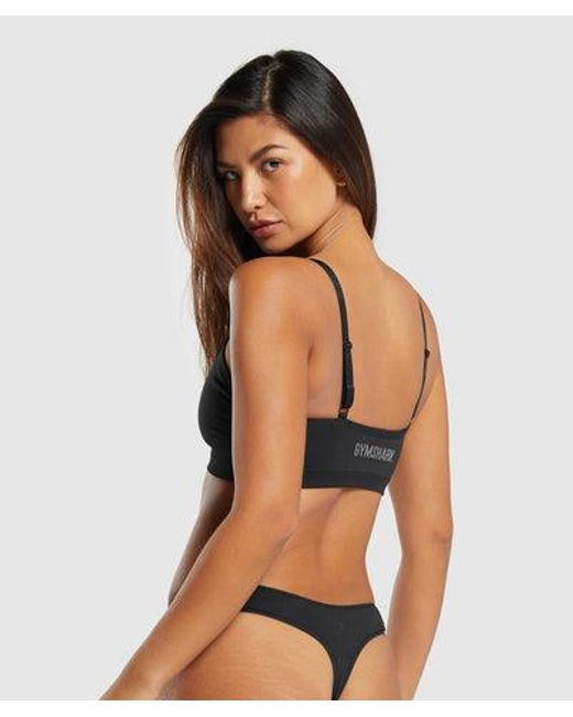 GYMSHARK Black Seamless V Neck Bralette