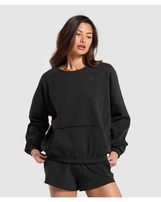 GYMSHARK Black Fleece Oversized Sweatshirt