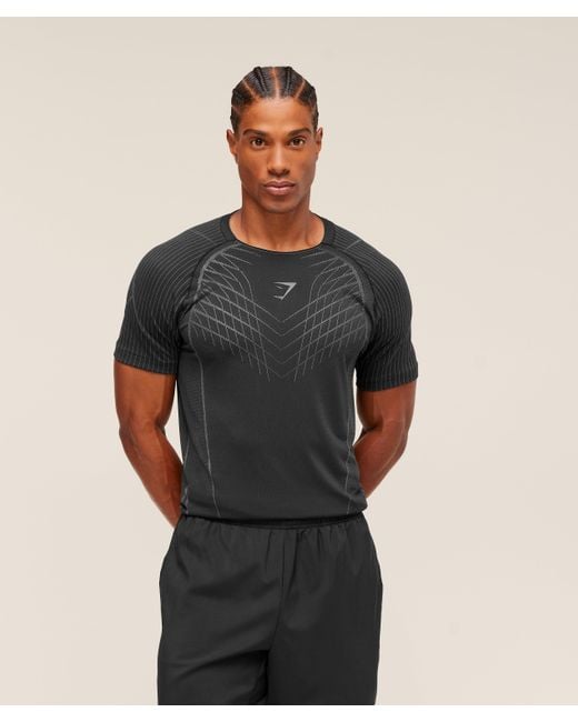 GYMSHARK Black Apex Seamless T-Shirt for men